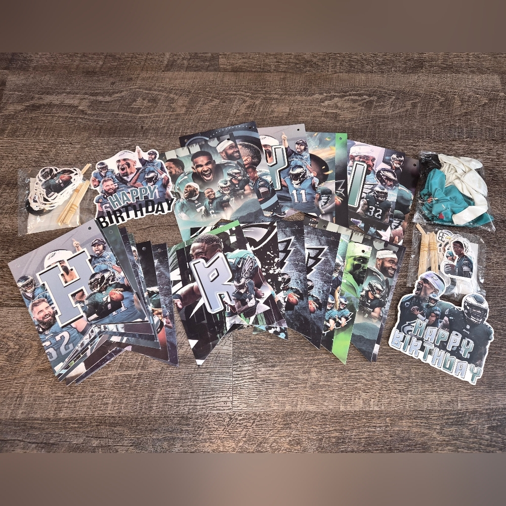 Philidelphia Eagles Football Themed Birthday Party Supplies Decorations Set NWT
